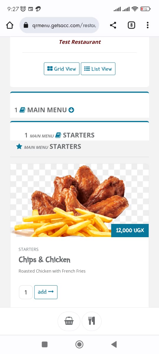 The menu on a phone